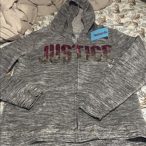 Justice Heather Gray Hoodie with Sparkle Logo - 10